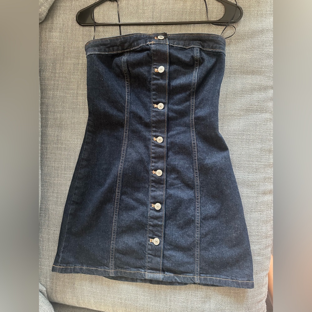 Abercrombie & Fitch Strapless Navy Dress - Picture 2 of 4